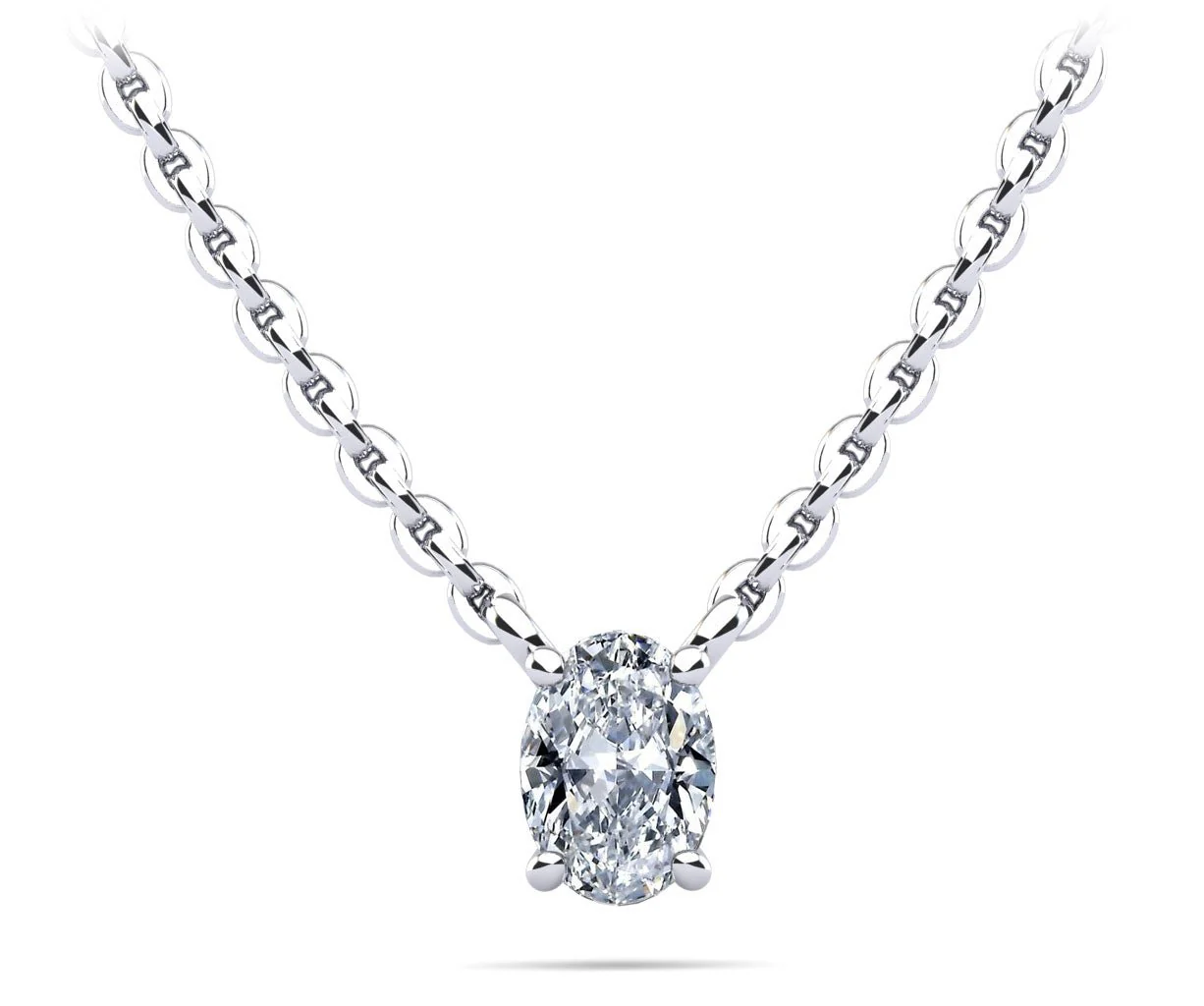 Oval Cut Vertical Diamond Solitaire Lab-Grown Diamond Pendant with 0.33 ct.(finished) 5x3mm