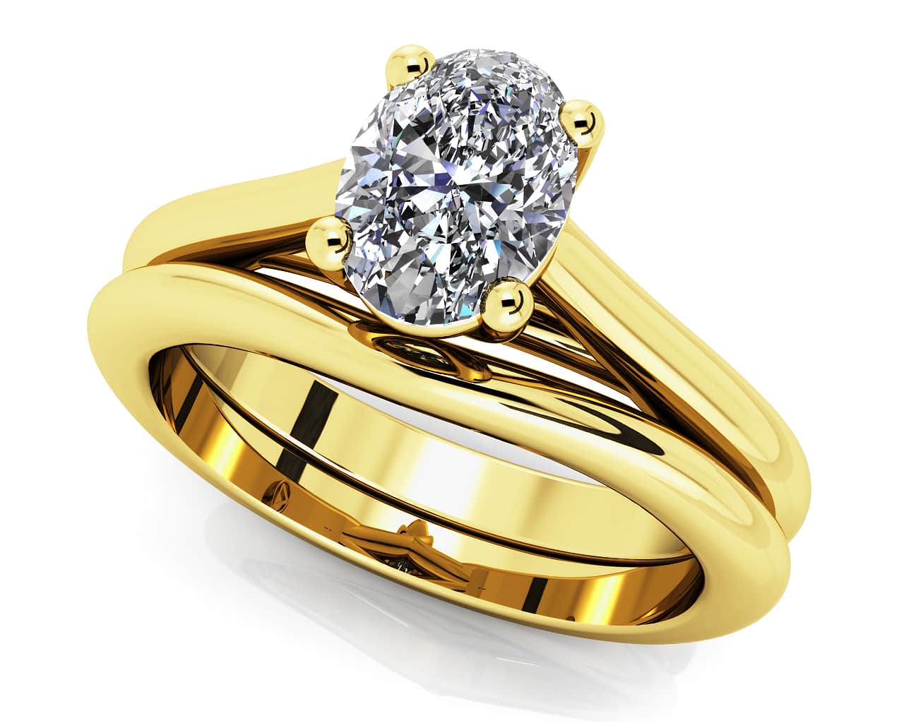 Oval Diamond Cathedral Lab-Grown Diamond Bridal Set with 0.60 ct.(finished) 0mm - Image 2