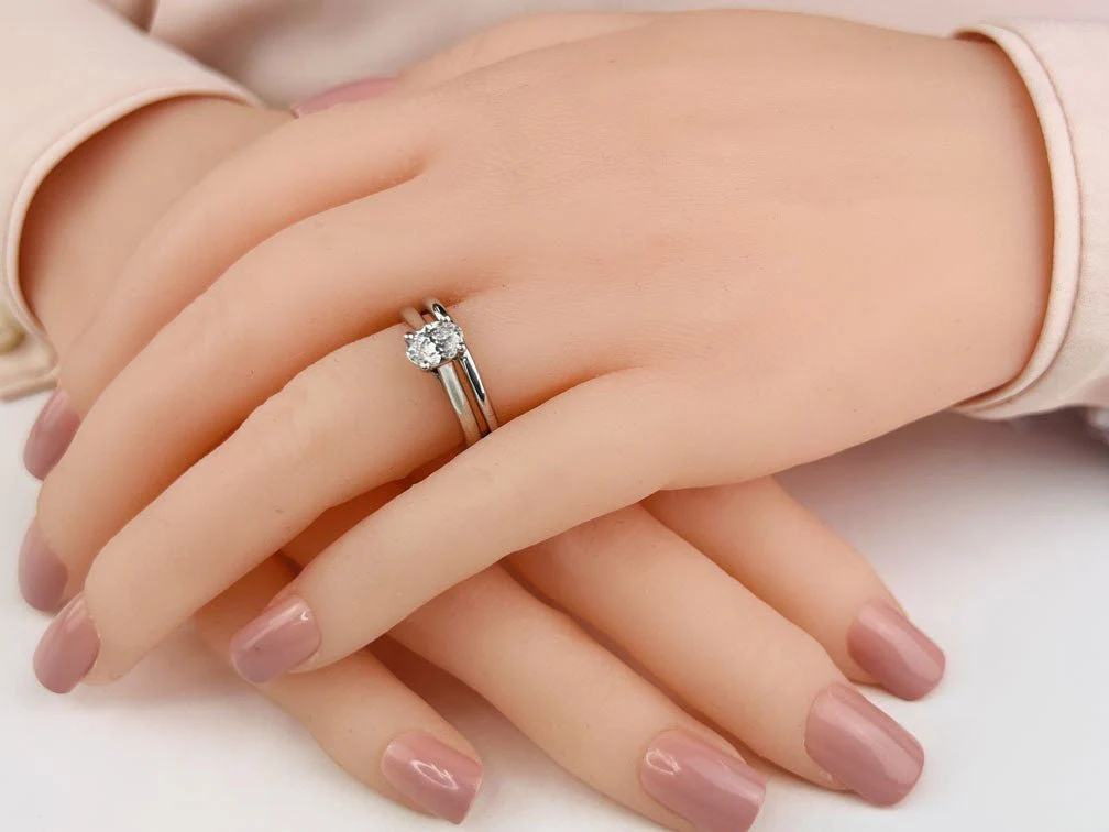 Oval Diamond Cathedral Lab-Grown Diamond Bridal Set with 1.00 ct.(finished) 0mm - Image 3