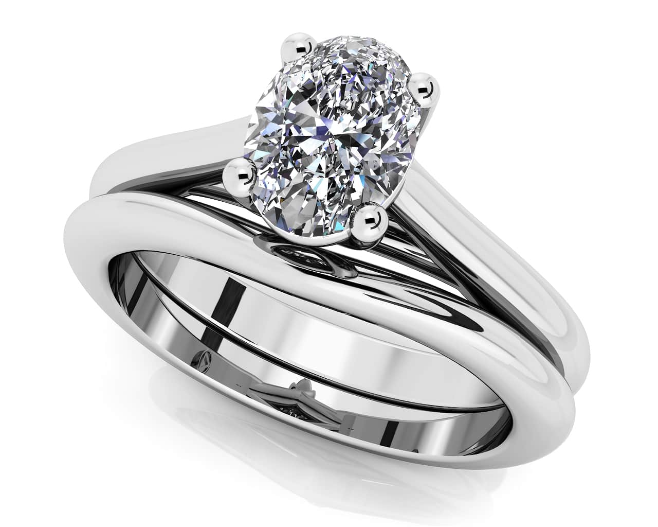 Oval Diamond Cathedral Lab-Grown Diamond Bridal Set with 1.60 ct.(finished) 0mm