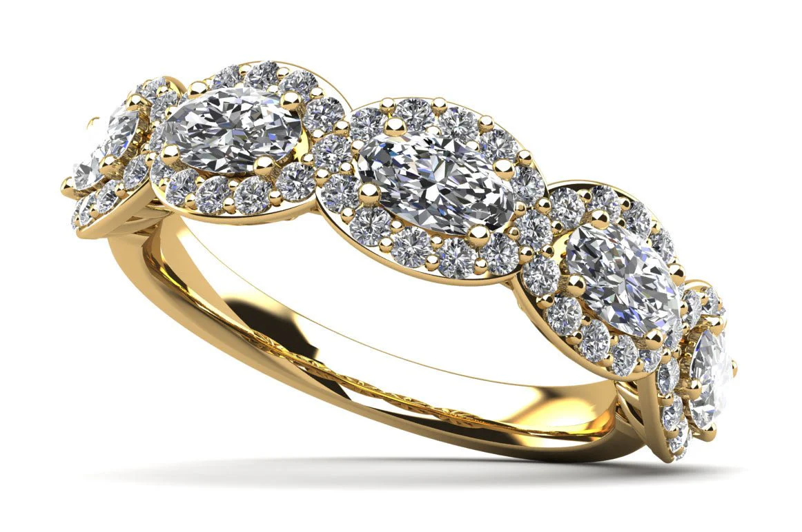 Oval Halo Diamond Anniversary Diamond Ring with 1.45 ct.(finished) 4x3mm, 1.2mm - Image 2