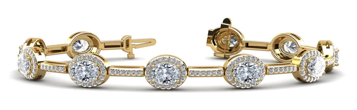 Oval Halo Diamond Bracelet with 7.76 ct.(finished) 6x4mm, 1.2mm - Image 2