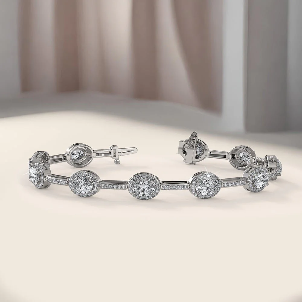 Oval Halo Diamond Bracelet with 7.76 ct.(finished) 6x4mm, 1.2mm - Image 3