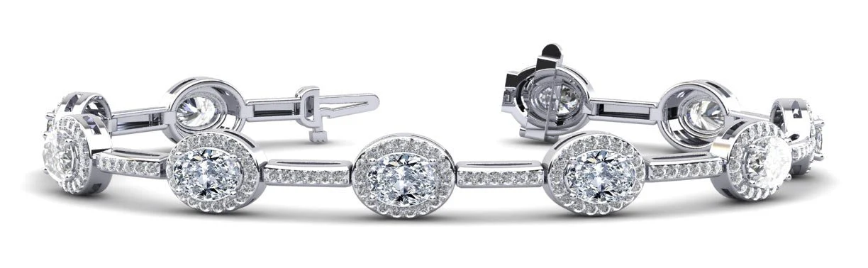 Oval Halo Lab-Grown Diamond Bracelet with 5.64 ct.(finished) 5x3mm, 1.1mm