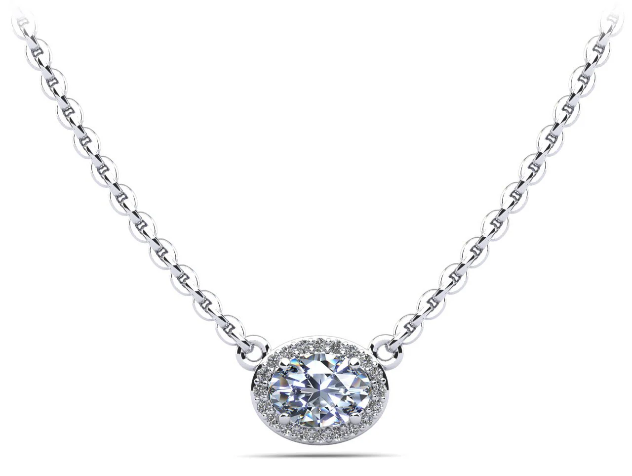 Oval Halo Lab-Grown Diamond Pendant with 1.10 ct. (1.00 ct. center diamond)