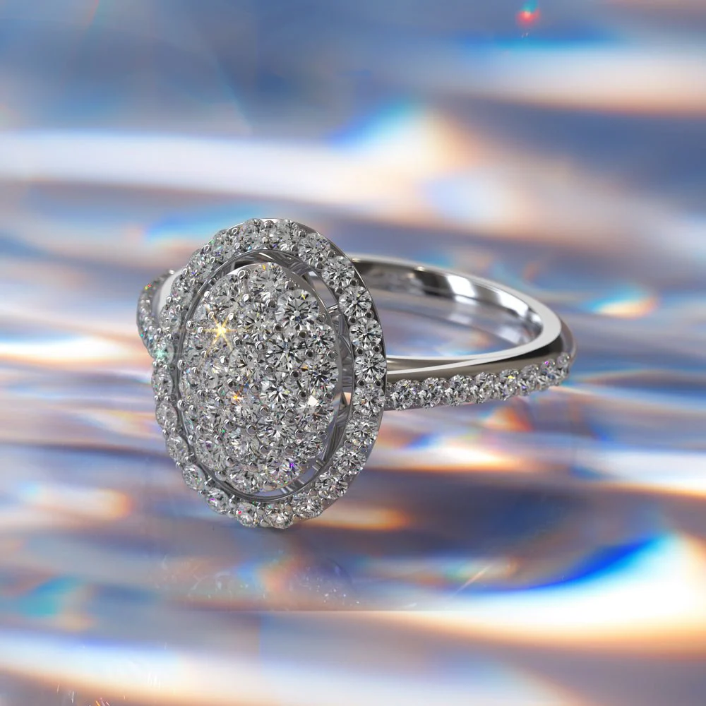 Oval Illusion Diamond Accented Diamond Ring with 1.14 ct.(finished) - Image 6
