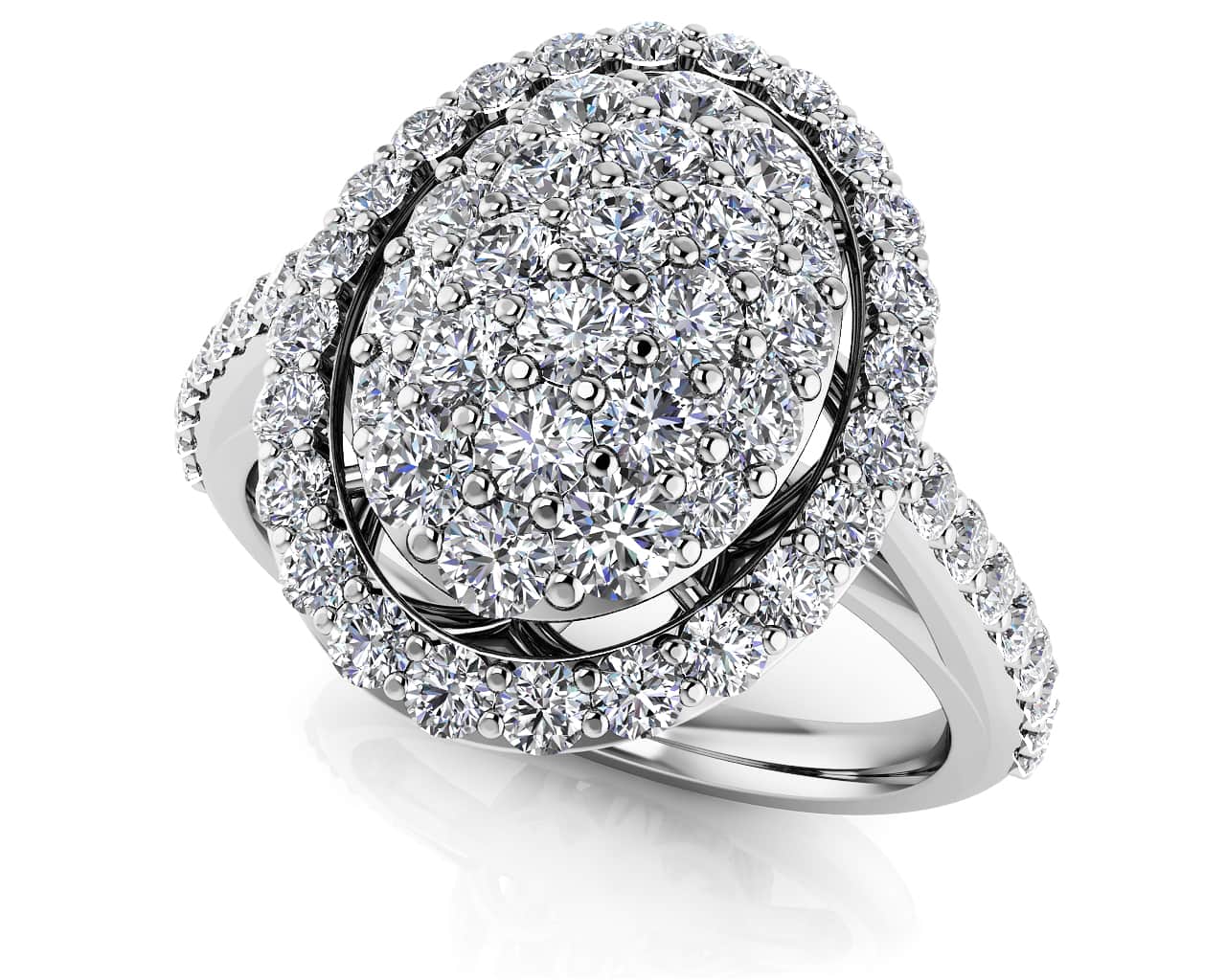Oval Illusion Diamond Accented Lab-Grown Diamond Ring with 1.14 ct.(finished)