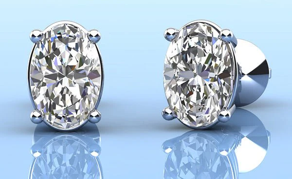 Oval Opulence Diamond Stud Earrings with 1.20 ct.(finished) 6x4mm - Image 3