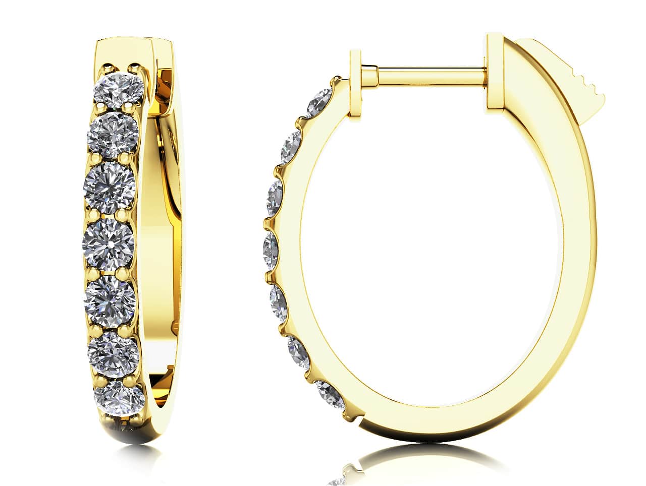 Oval Shaped Lab-Grown Diamond Hoop Earrings with 0.27 ct.(finished) 1.5mm - Image 2