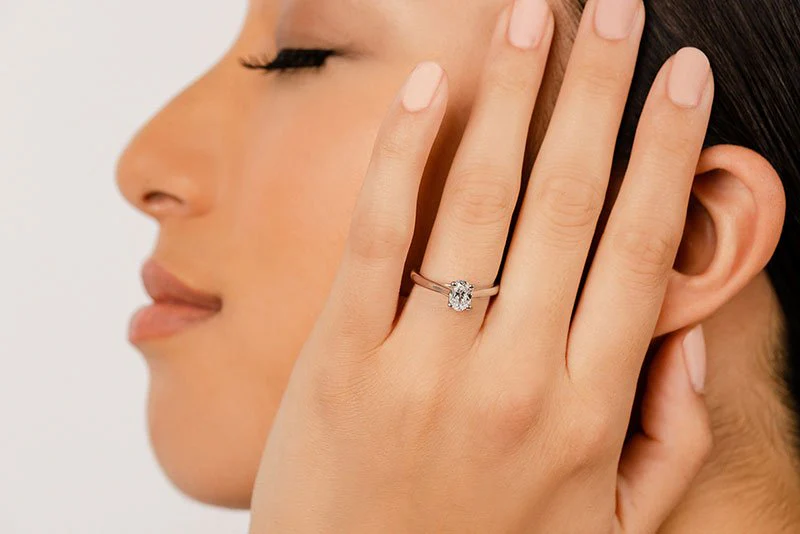 Oval Solitaire Diamond Engagement Ring with 1.60 ct.(finished) mm, 8x6mm - Image 3