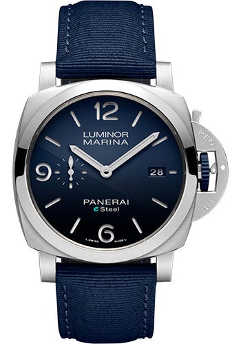 Pre-owned Panerai Luminor Marina eSteel™ Blu Profondo - 44mm Brushed Esteel Case - Polished Blue Gradient Esteel™ Dial - PAM01157