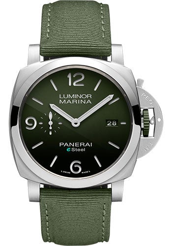 Pre-owned Panerai Luminor Marina eSteel™ Verde Smeraldo - 44mm Brushed Esteel Case - Polished Green Gradient Esteel™ Dial - PAM01356