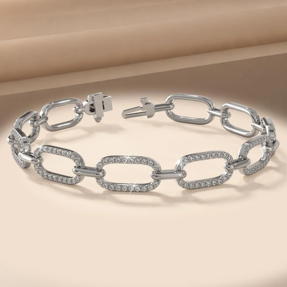 Paperclip Diamond Link Lab-Grown Diamond Bracelet with 2.60 ct.(finished) 1.4mm - Image 3