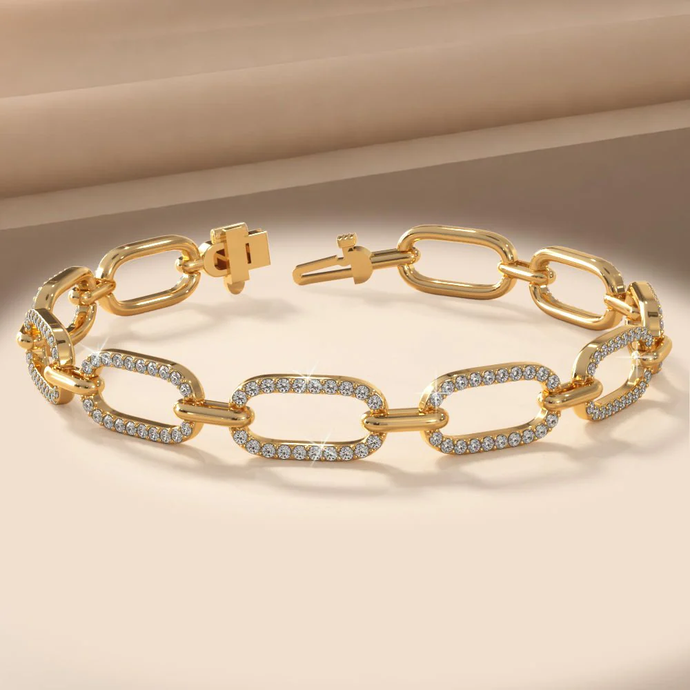 Paperclip Diamond Link Lab-Grown Diamond Bracelet with 2.60 ct.(finished) 1.4mm - Image 4