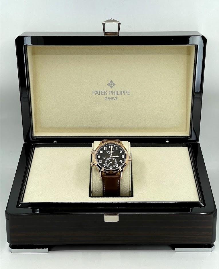 Patek Philippe 42mm Complications Calatrava Pilot Travel Time - 42mm - Rose Gold - Brown Sunburst Dial Brown Dial 5524R - Image 3