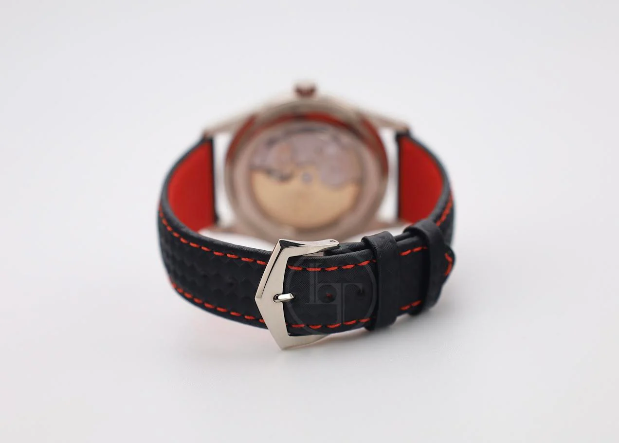 Patek Philippe Calatrava Date Sweep Seconds White Gold Black Carbon Motif Dial Red | 6007G-010 - Image 11