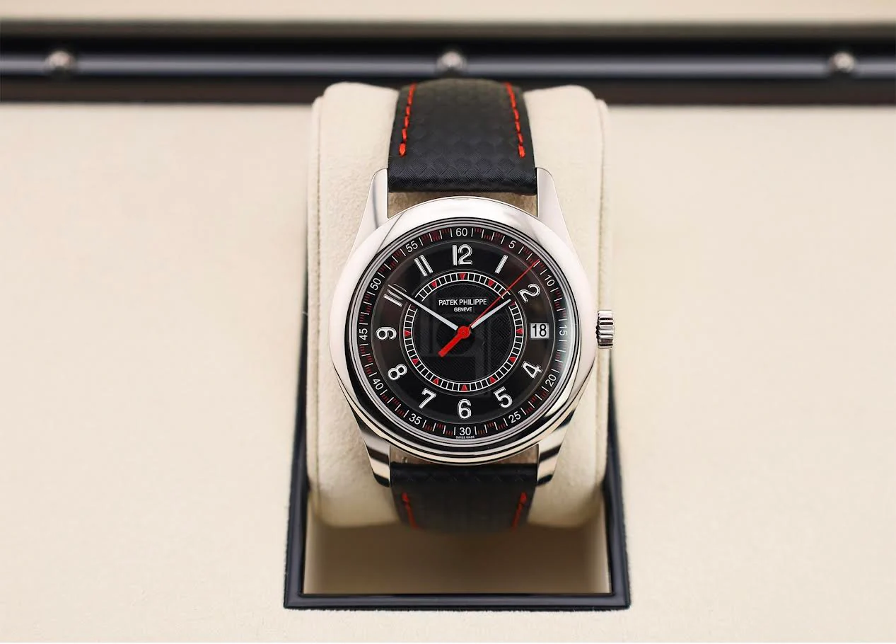 Patek Philippe Calatrava Date Sweep Seconds White Gold Black Carbon Motif Dial Red | 6007G-010 - Image 3