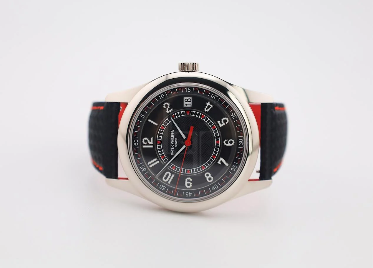 Patek Philippe Calatrava Date Sweep Seconds White Gold Black Carbon Motif Dial Red | 6007G-010 - Image 5