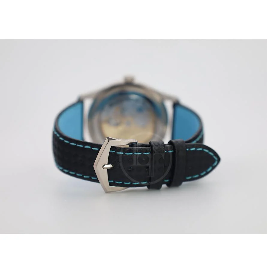 Patek Philippe Calatrava Date Sweep Seconds White Gold Black Carbon Motif Dial Sky Blue | 6007G-011 - Image 11