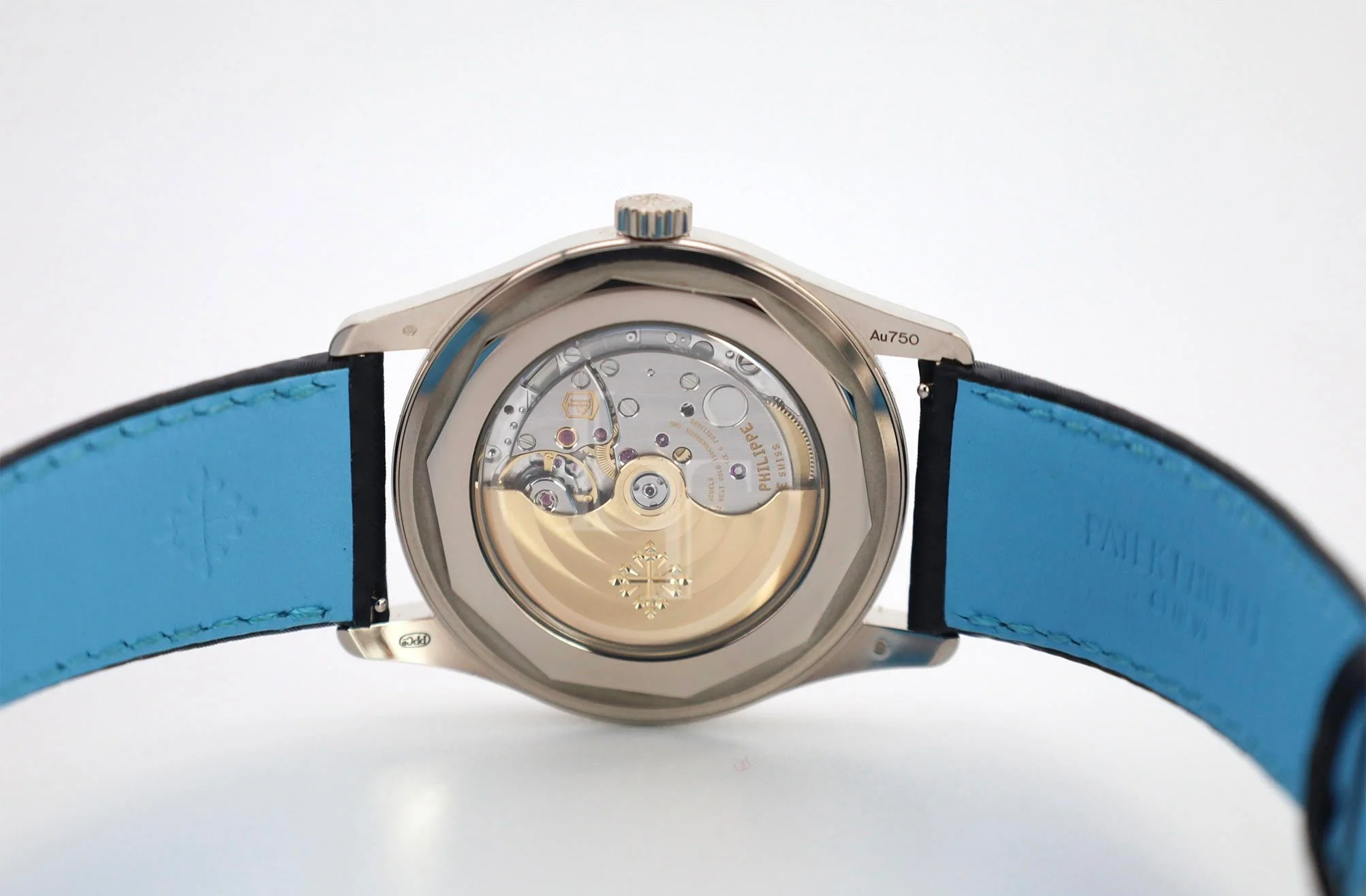 Patek Philippe Calatrava Date Sweep Seconds White Gold Black Carbon Motif Dial Sky Blue | 6007G-011 - Image 6
