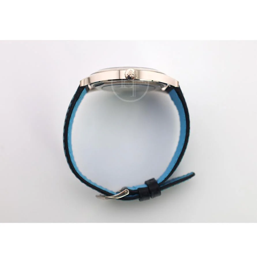 Patek Philippe Calatrava Date Sweep Seconds White Gold Black Carbon Motif Dial Sky Blue | 6007G-011 - Image 9