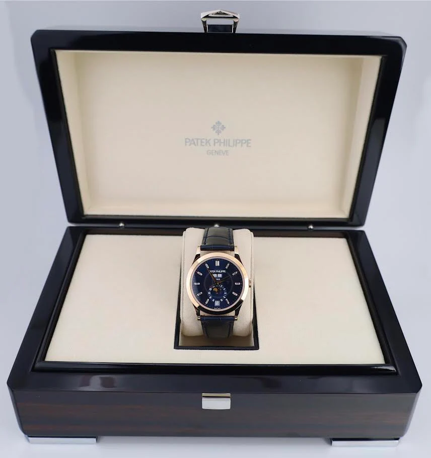 Patek Philippe Complications 38.5 mm Rose Gold Blue Baguette Diamond Dial - 5396R-015 - Image 4