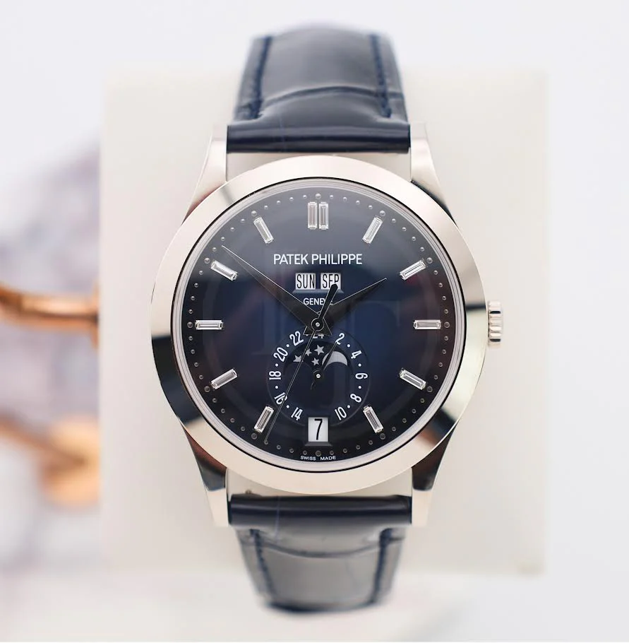 Patek Philippe Complications Annual Calendar Moon Phases White Gold Blue Baguette Diamond Dial | 5396G-017 - Image 2