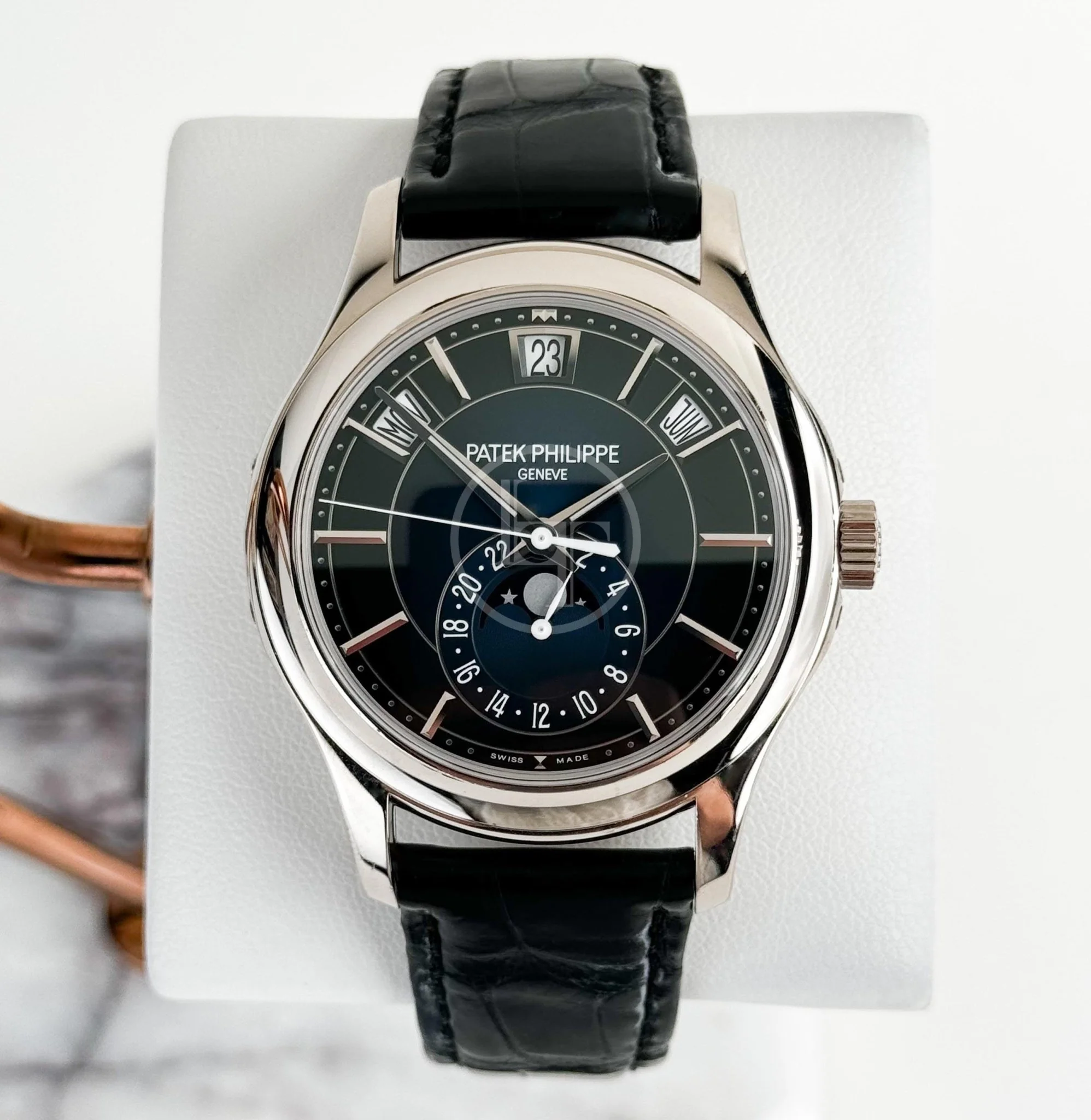 Patek Philippe Complications Annual Calendar Moon Phases - White Gold - Blue Sunburst Dial - 5205G-013 - Image 2