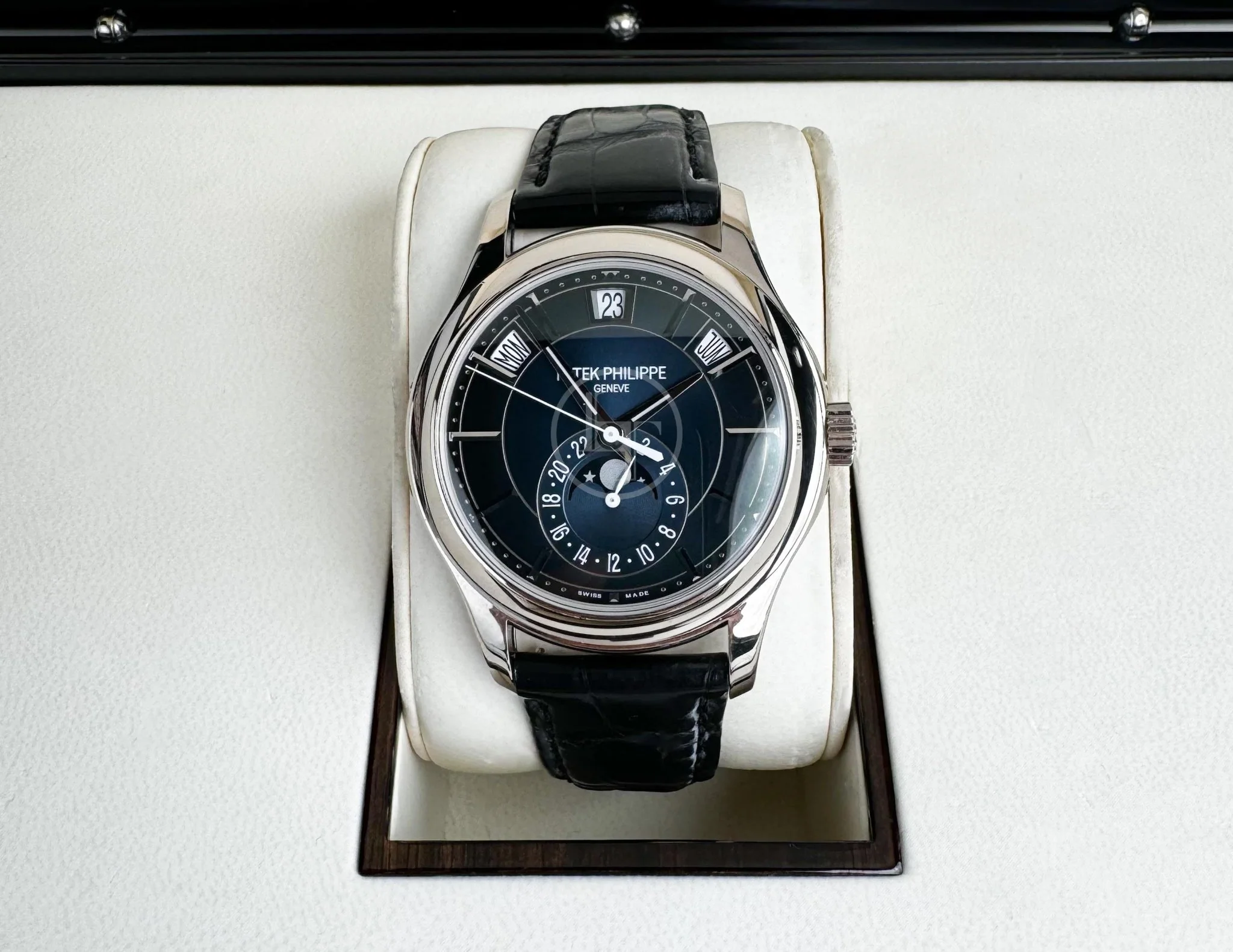 Patek Philippe Complications Annual Calendar Moon Phases - White Gold - Blue Sunburst Dial - 5205G-013 - Image 3