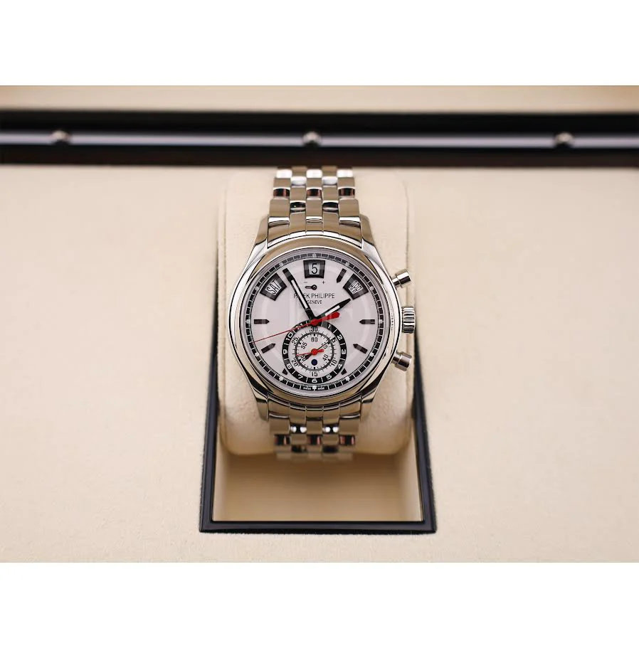 Patek Philippe Complications Day-Date Annual Calendar Chronograph Stainless Steel 40.5mm White Dial Bracelet | 5960/1A-001 - Image 3