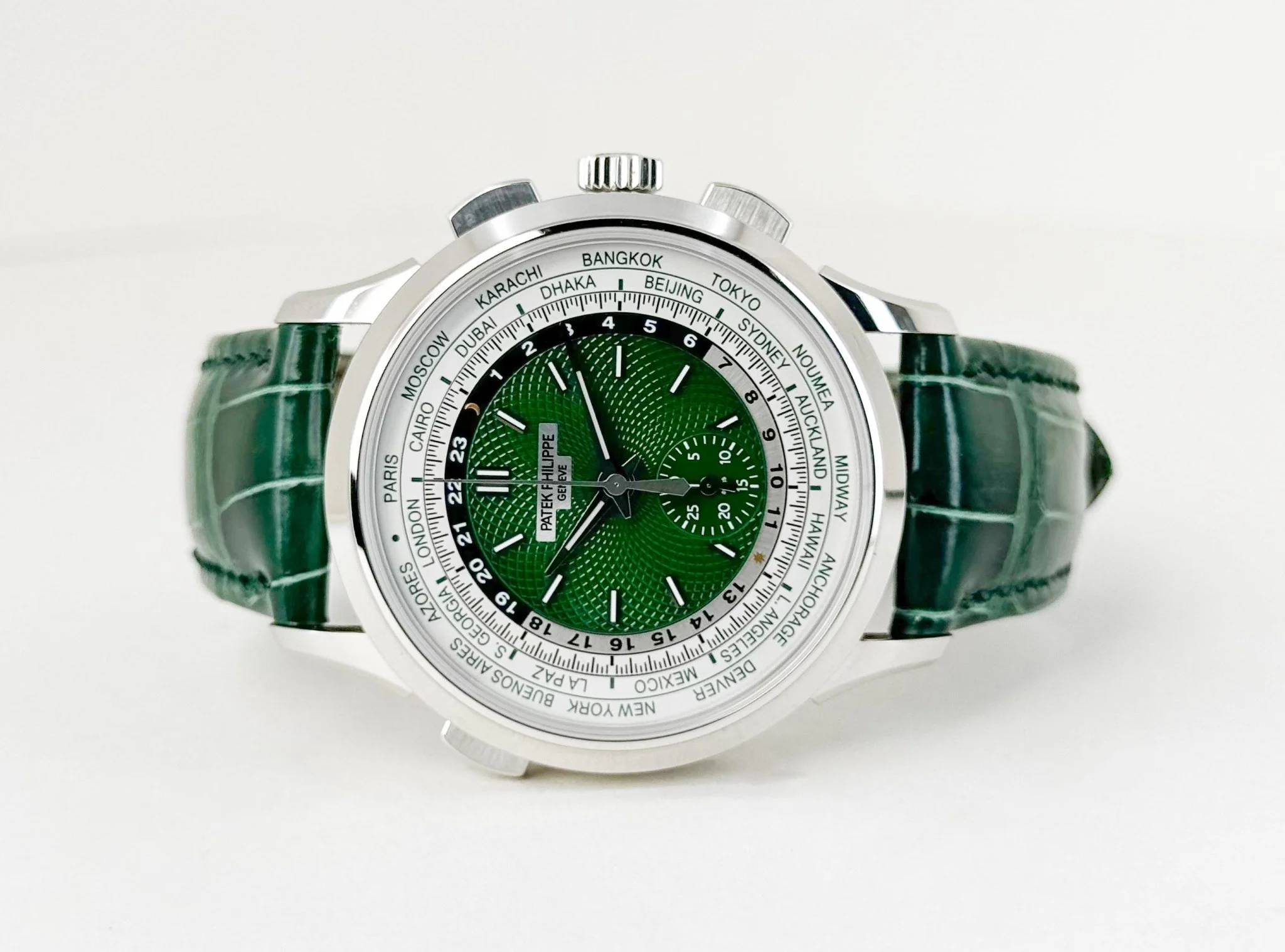 Patek Philippe World Time Flyback Chronograph Green Watch - 5930P-001 - Image 5