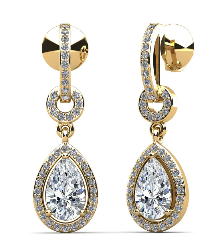 Pear Drop Dangle Diamond Earrings with 0.98 ct.(finished) 6x4mm, 1mm - Image 2