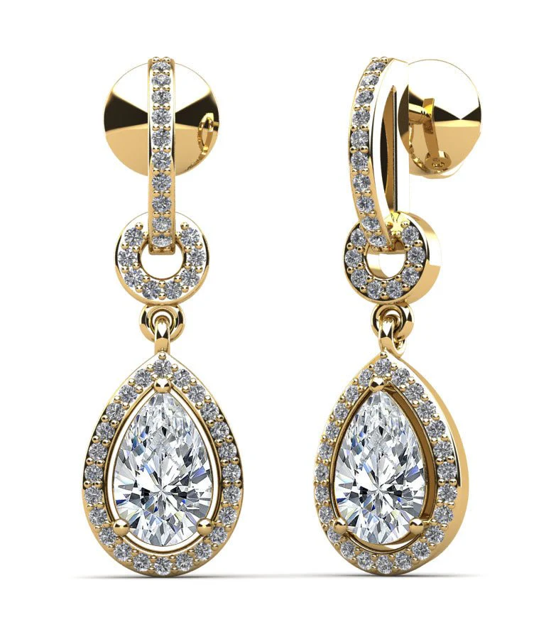 Pear Drop Dangle  Lab-Grown Diamond Earrings with 0.98 ct.(finished) 6x4mm, 1mm - Image 2