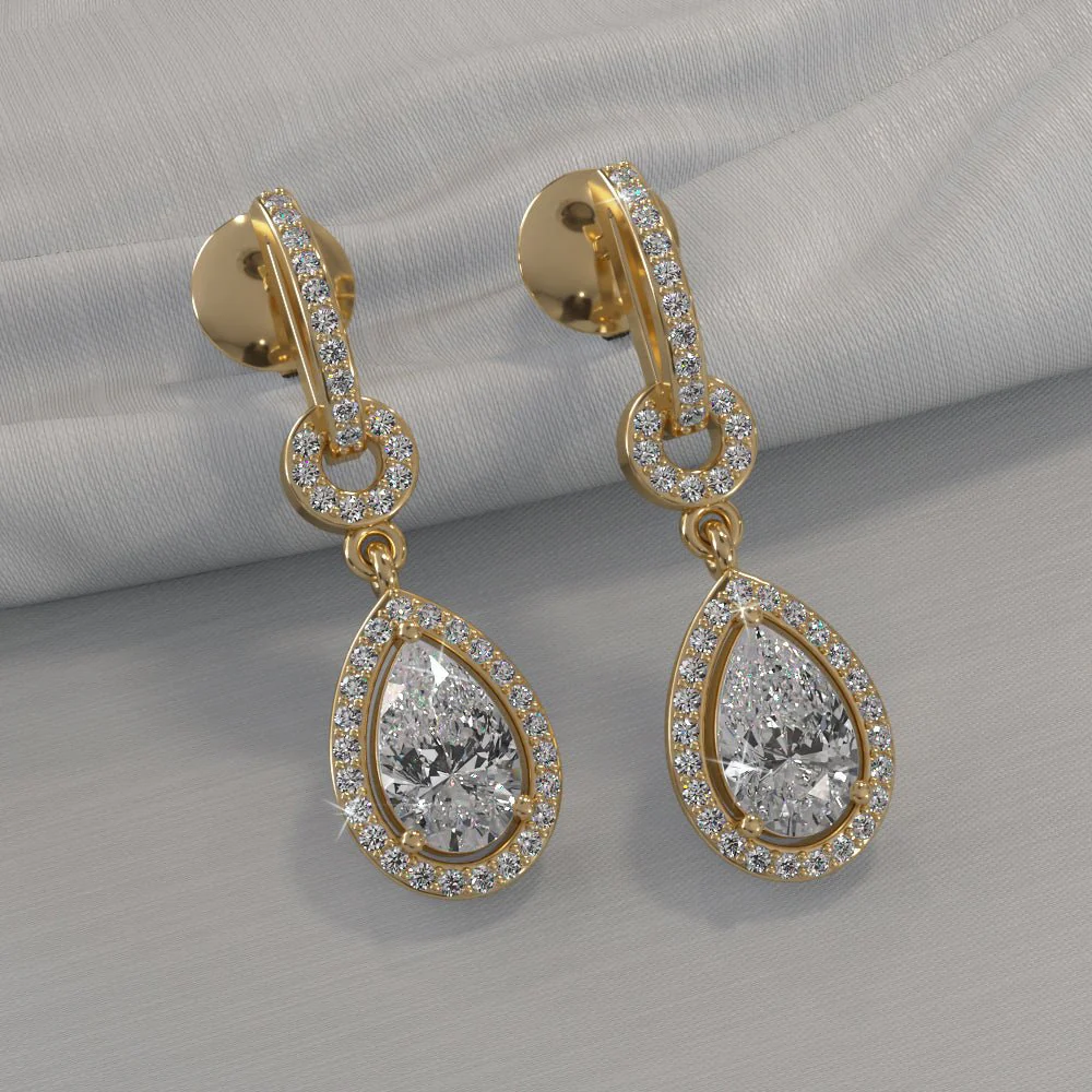 Pear Drop Dangle  Lab-Grown Diamond Earrings with 1.40 ct.(finished) 7x4.5mm, 1mm - Image 4