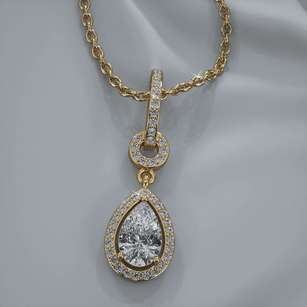 Pear Drop Dangle Diamond Pendant with 0.70 ct.(finished) 7x4.5mm, 1mm - Image 4