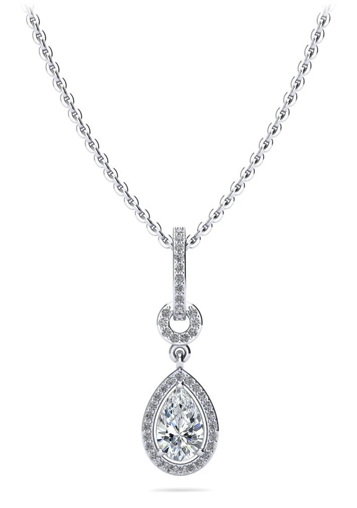 Pear Drop Dangle Lab-Grown Diamond Pendant with 0.49 ct.(finished) 6x4mm, 1mm