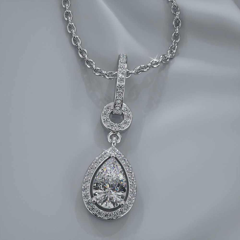 Pear Drop Dangle Lab-Grown Diamond Pendant with 0.70 ct.(finished) 7x4.5mm, 1mm - Image 3