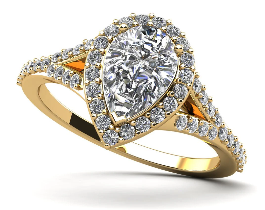 Pear Shape Halo Lab-Grown Diamond Engagement Ring with 0.86 ct. (0.50 ct. center diamond) - Image 2
