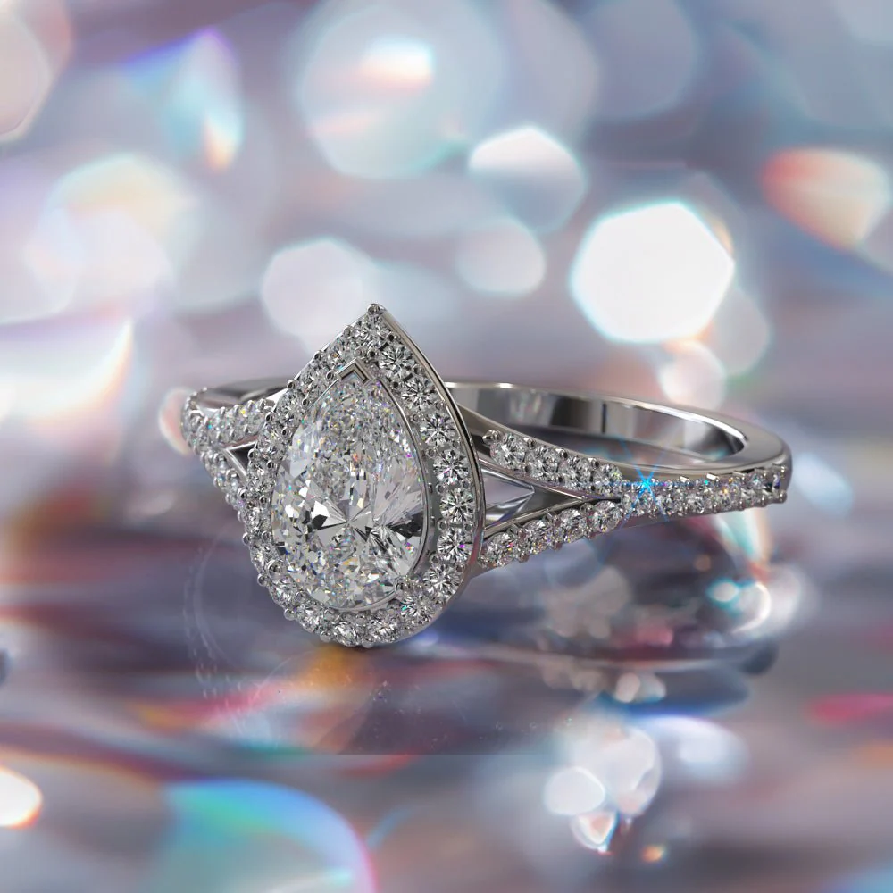 Pear Shape Halo Lab-Grown Diamond Engagement Ring with 2.48 ct. (2.00 ct. center diamond) - Image 3