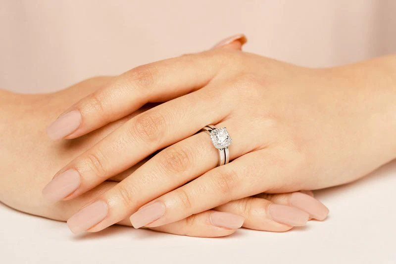 Perfect Halo Princess Square Frame Lab-Grown Diamond Bridal Set with 2.16 ct. (2.00 ct. center diamond) - Image 5