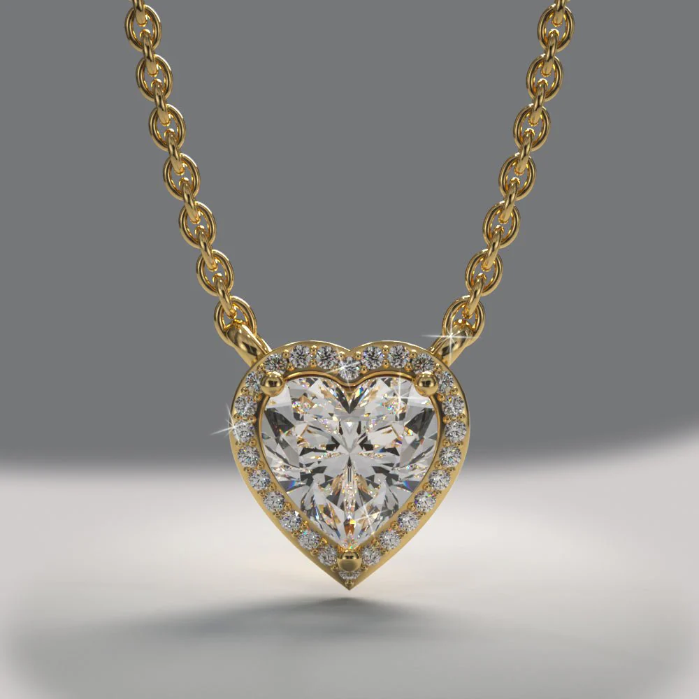 Perfect Heart Halo Diamond Pendant with 0.59 ct. (0.50 ct. center diamond) - Image 4