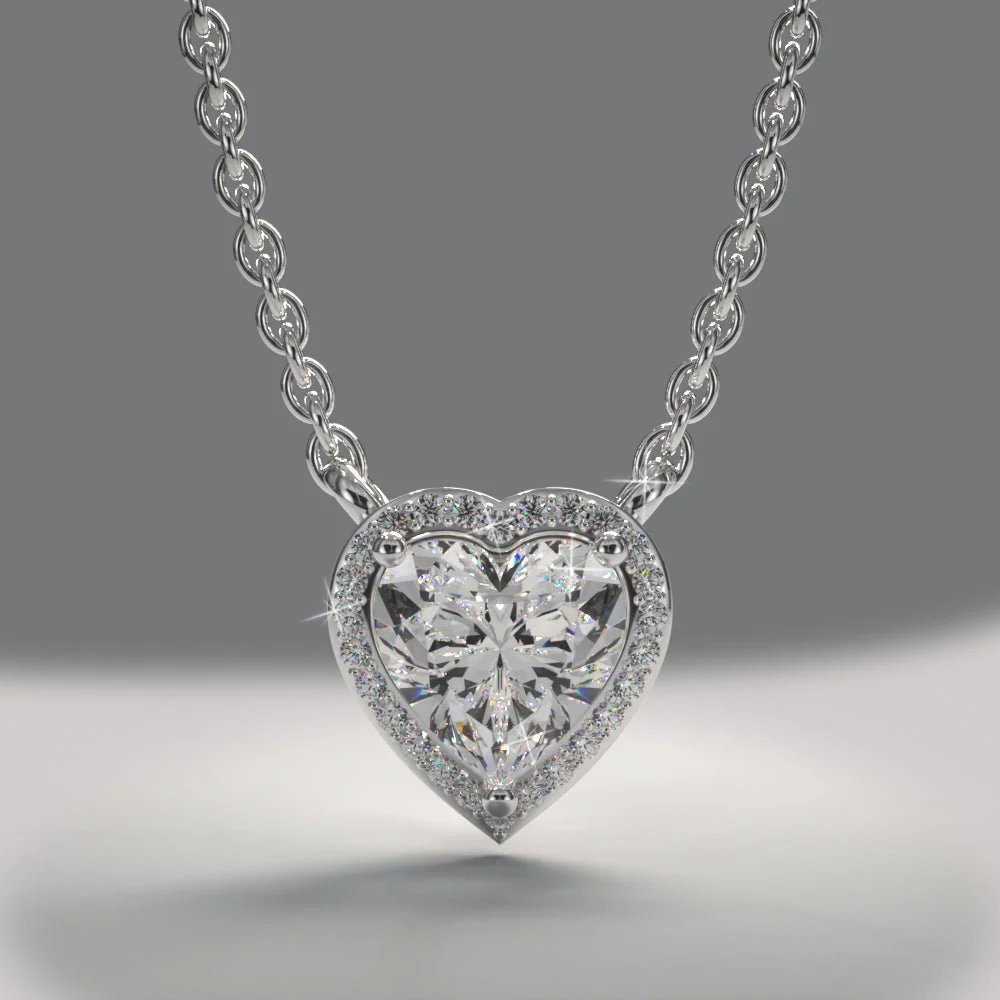 Perfect Heart Halo Diamond Pendant with 1.63 ct. (1.50 ct. center diamond) - Image 3