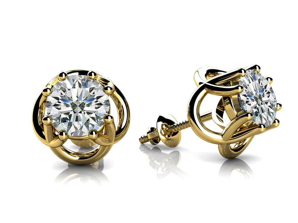 Petal Shaped Diamond Stud Earrings with 1.50 ct.(finished) 5.7mm - Image 2