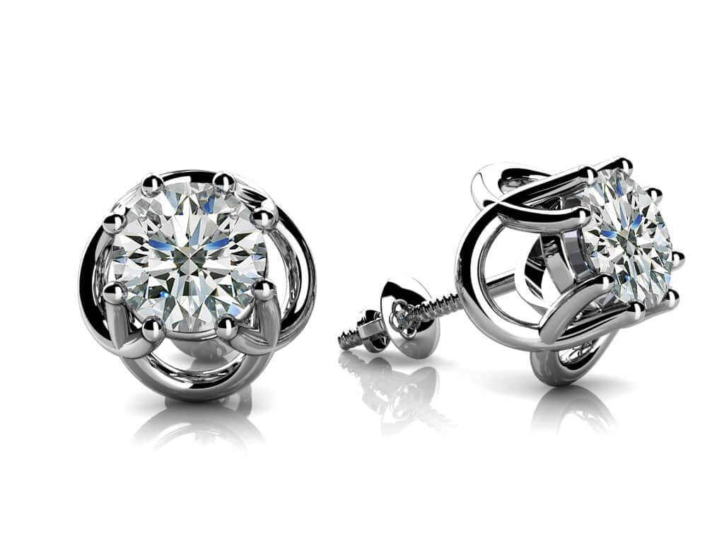 Petal Shaped Lab-Grown Diamond Stud Earrings with 0.70 ct.(finished) 4.5mm