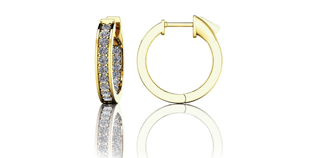 Petit Prong Set Diamond Lined Hoops Diamond  with 1.12 ct.(finished) 2mm - Image 2