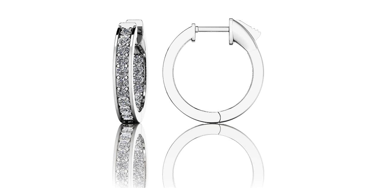 Petit Prong Set Diamond Lined Hoops Lab-Grown Diamond with 1.12 ct.(finished) 2mm