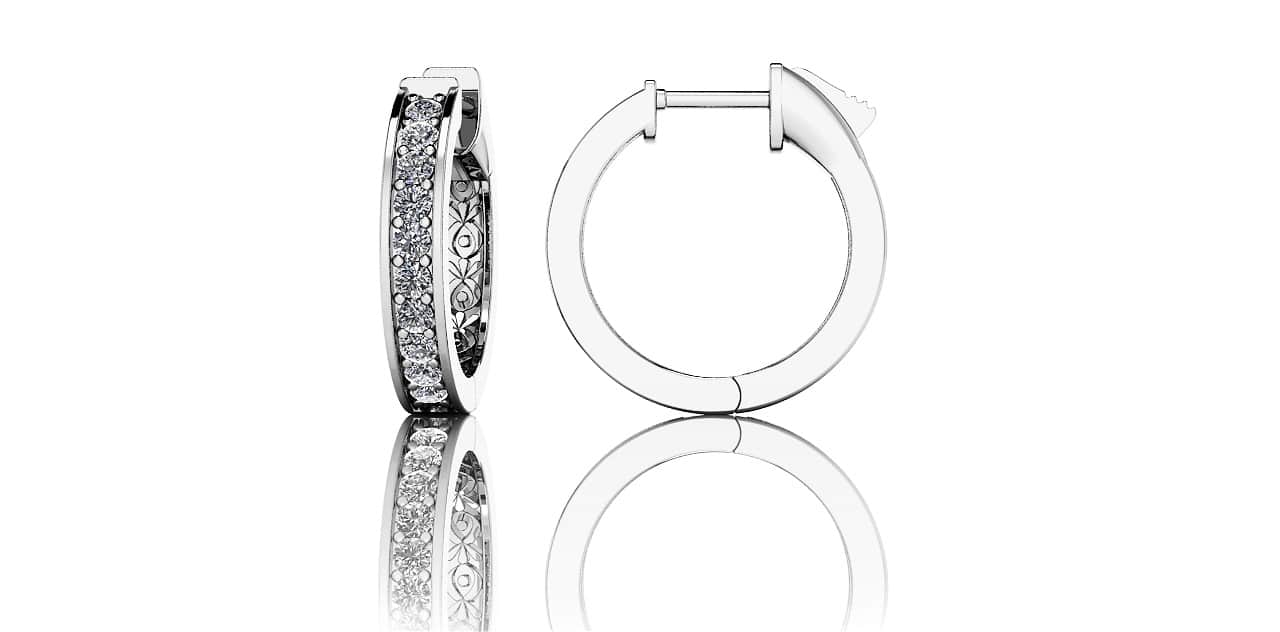 Petit Shared Prong Single Row Diamond Hoops Diamond with 0.39 ct.(finished) 1.5mm