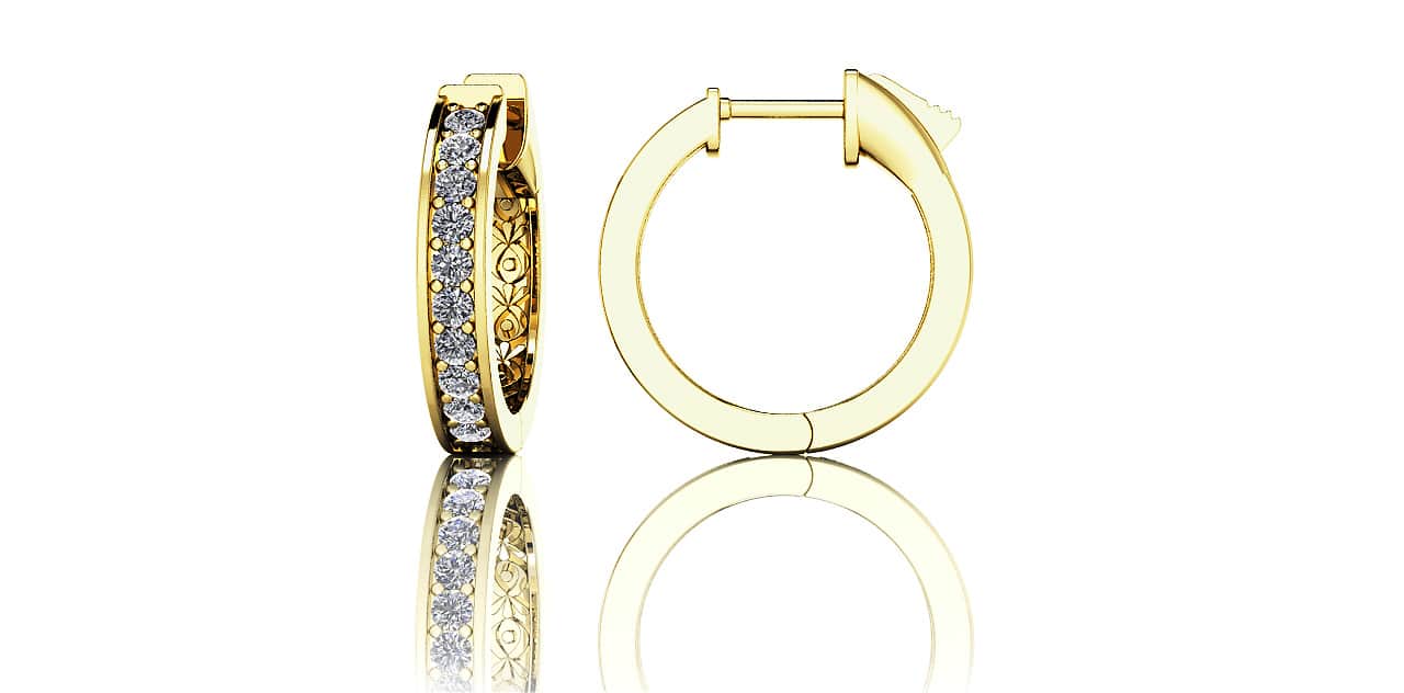 Petit Shared Prong Single Row Diamond Hoops Lab-Grown Diamond with 0.30 ct.(finished) 1.3mm - Image 2