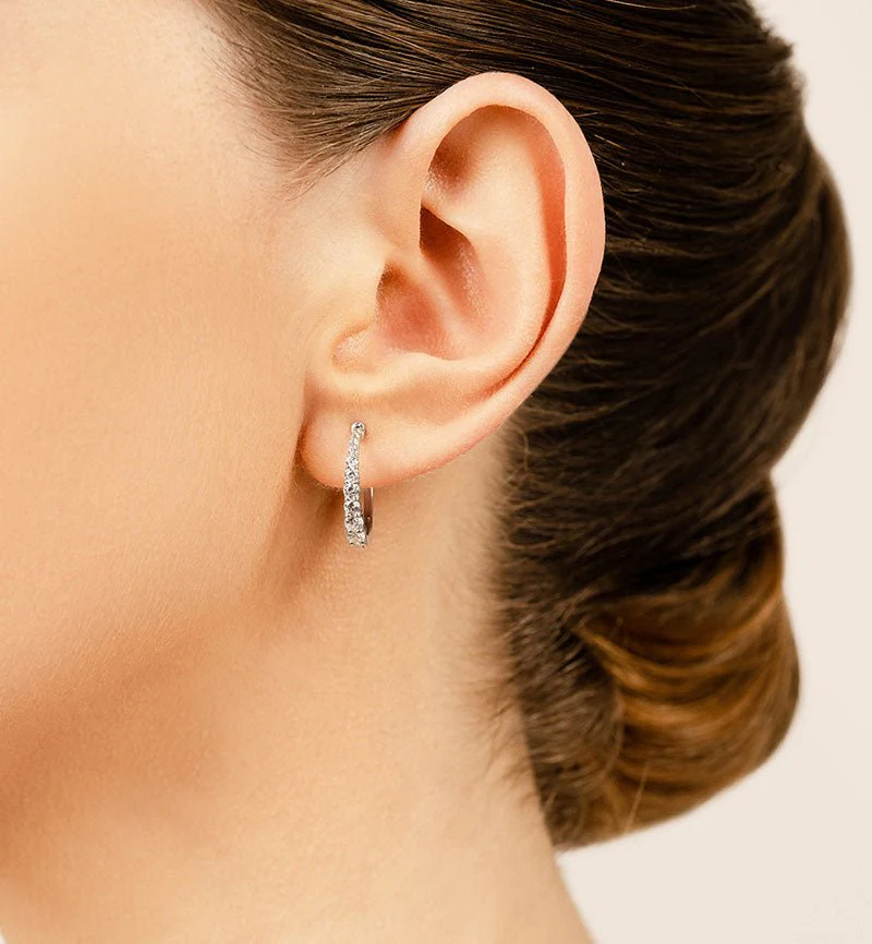 Petite Tapered Diamond Hoop Earrings with 0.71 ct.(finished) - Image 3