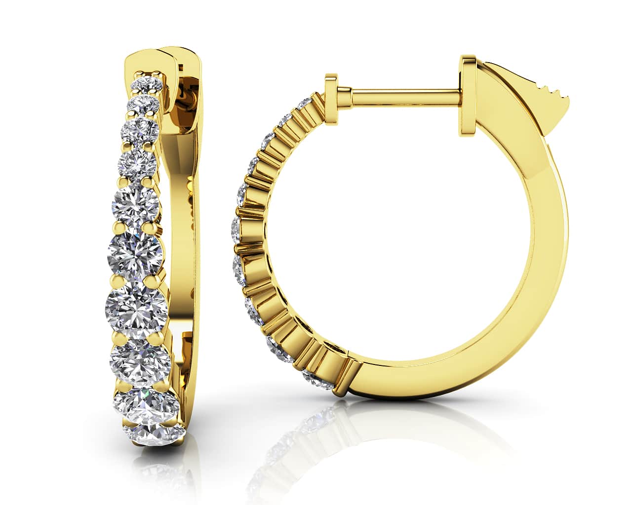 Petite Tapered Lab-Grown Diamond Hoop Earrings with 0.71 ct.(finished) - Image 2